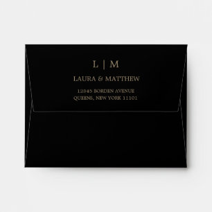 Black Gold Monogram Wedding Invitation Envelope