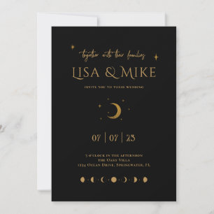 Black & Gold Moon Phases Invitation