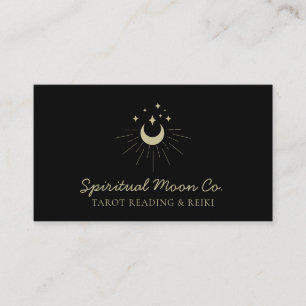 Black Gold Moon Stars Spiritual Reiki Business Card