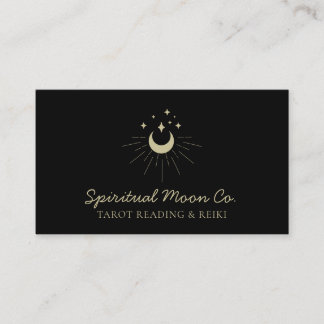 Black Gold Moon Stars Spiritual Reiki Business Card