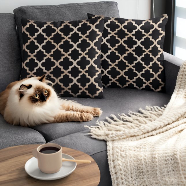 Black & Gold Moroccan Pattern Cushion (Creator Uploaded)