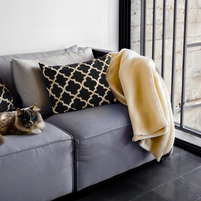 Black & Gold Moroccan Pattern Decorative Cushion (Creator Uploaded)