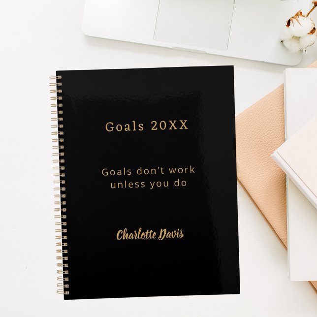 Black gold motivational quote goals planner (Creator Uploaded)