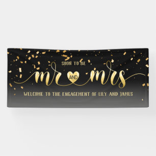Black Gold Mr and Mrs Engagement Banner