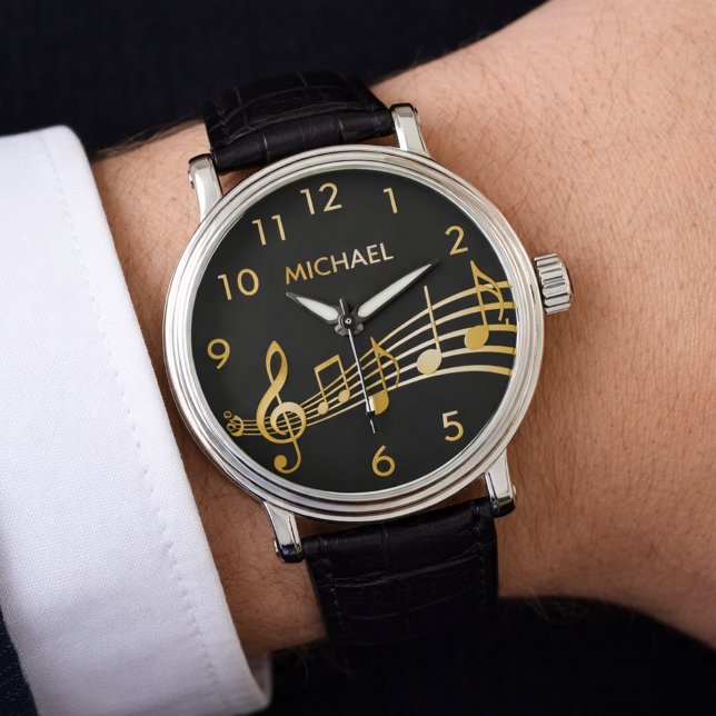 Black gold music notes name watch (Creator Uploaded)