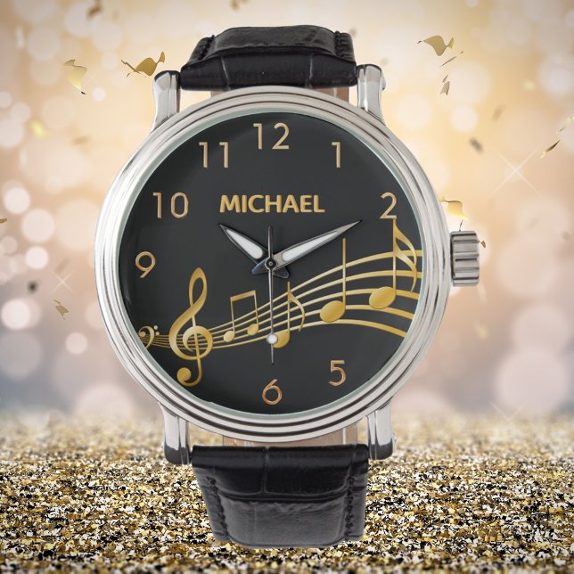 Black gold music notes name watch (Creator Uploaded)