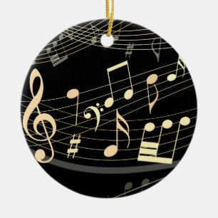 Black Gold Musical Christmas Ornament Personalised