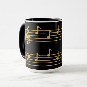 BLACK GOLD MUSICAL DAD NOTES TREBLE BASS CLEF  MUG
