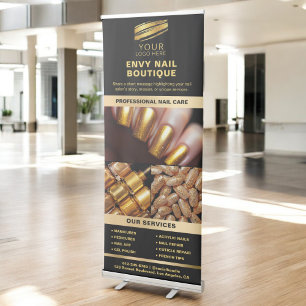 Black Gold Nail Specialist Services Photo Logo Retractable Banner