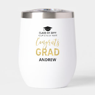 Black & Gold   Name Congrats Grad Graduation Gift