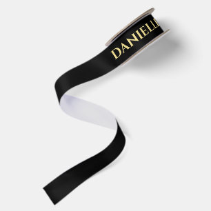 Black Gold Name Graduation Satin Ribbon