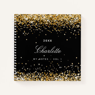 Black gold name script notebook