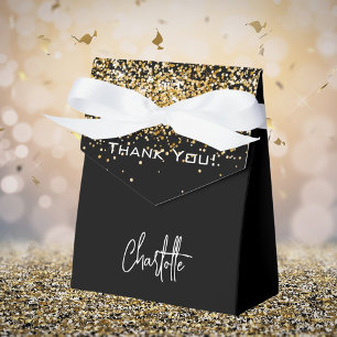 Black gold name thank you favour box