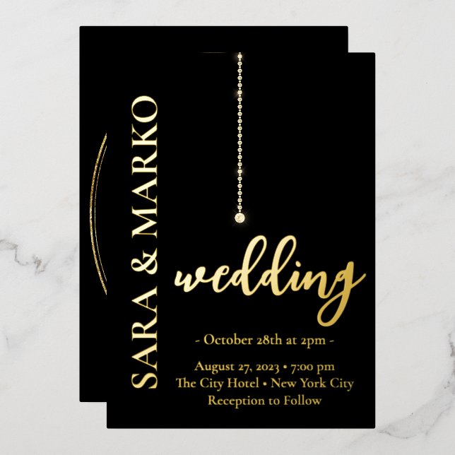 Black-gold NAMES Simple Wedding (Front/Back)