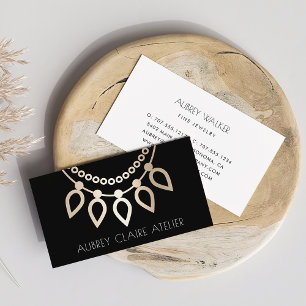 Black & Gold Necklace Logo   Jewellery Design Business Card