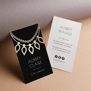 Black & Gold Necklace Logo   Jewellery Designer Business Card