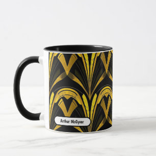 Black Gold Neo Deco Seamless Abstract Art Mug