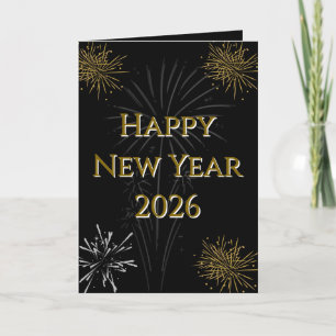 Black & Gold New Year 2026 Folded Holiday Card