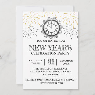 Black Gold New Year's Celebration Party Invitation