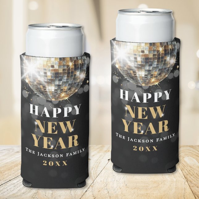 Black Gold New Year's Eve Party Seltzer Can Cooler (Black Gold New Year's Eve Party Seltzer Can Cooler)