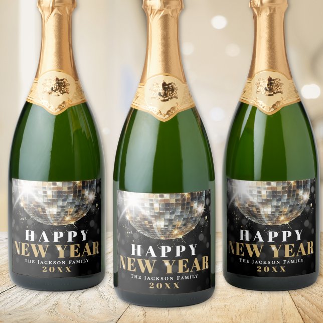 Black Gold New Year's Eve Party Sparkling Wine Label (Black Gold New Year's Eve Party Sparkling Wine Label )