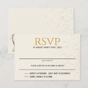 Black & Gold New Years Eve Wedding RSVP Card