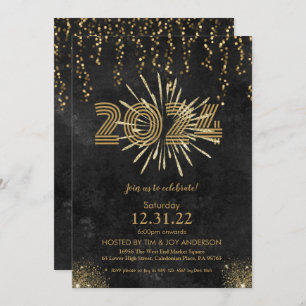 Black Gold New Years Invitation