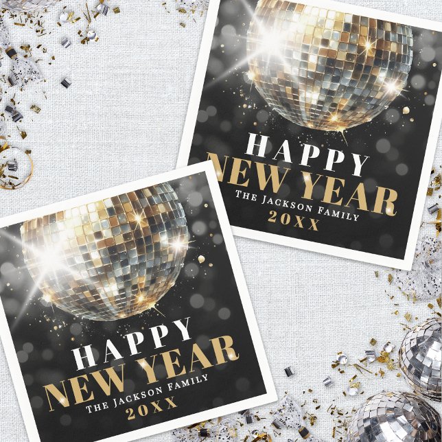 Black Gold New Years Party Napkin (Black Gold New Year's Eve Party Napkins)