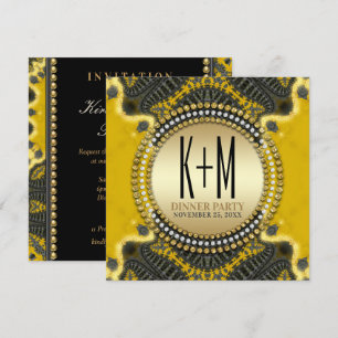 Black Gold Nouveau Dinner Party Special & Unique Invitation