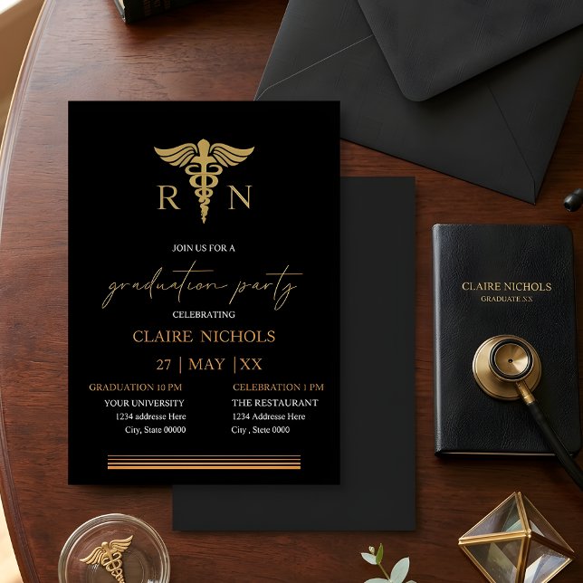 Black Gold Nurse graduation party neutral gender  (Creator Uploaded)