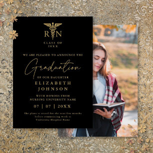 Black Gold Nursing Graduation Photo Announcement