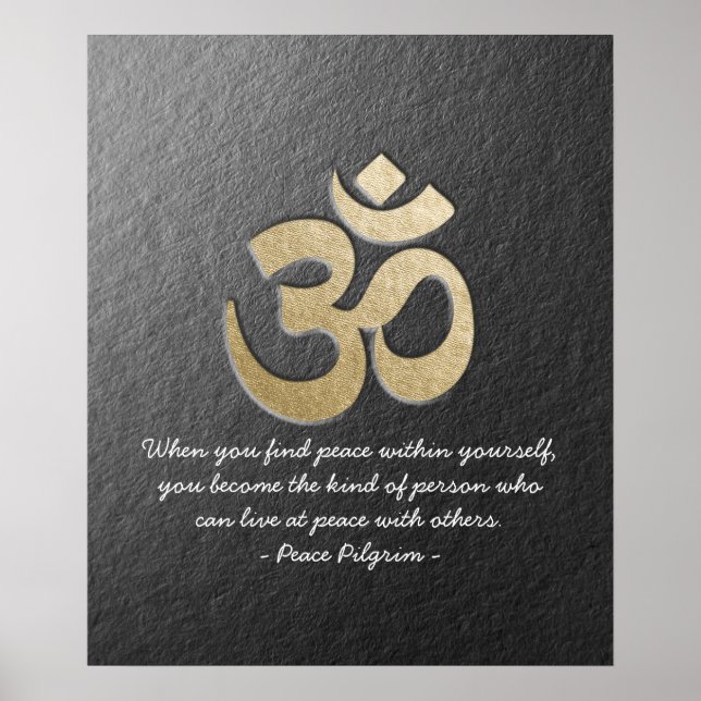 Black & Gold OM Symbol YOGA Meditation Instructor Poster (Front)