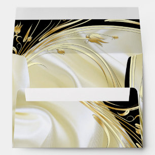 Black & Gold on Champagne Silk Wedding Envelopes