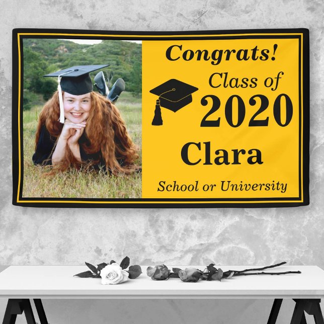 Black Gold One Photo Class of 2024 Graduation Banner (Creator Uploaded)