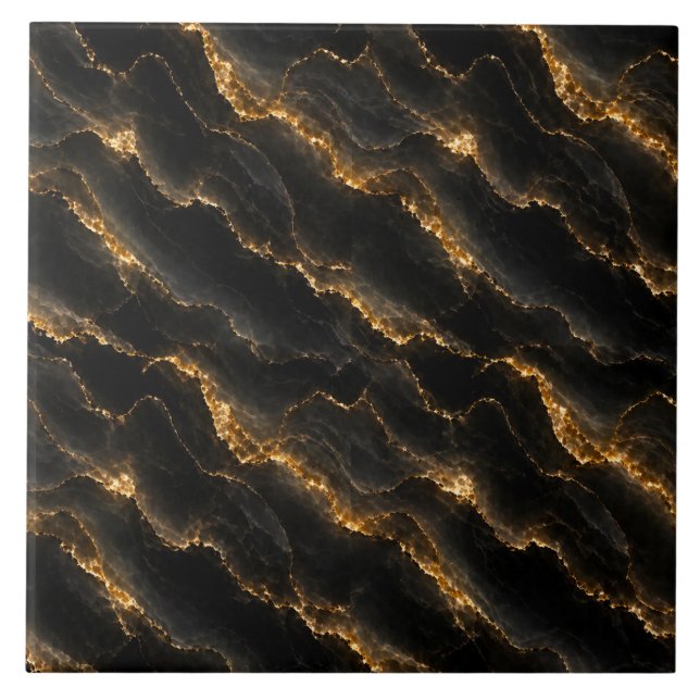 Black Gold Onyx Marble Seamless Pattern Tile (Front)
