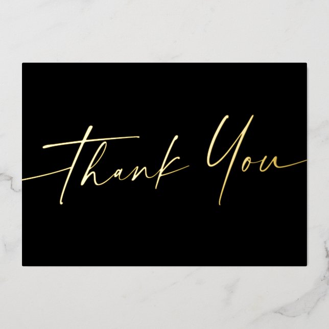 Black gold or silver real foil thank you card (Front)
