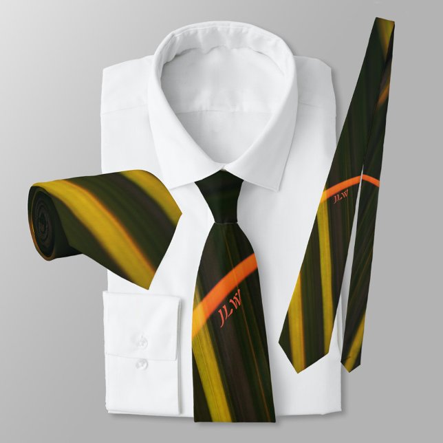 Black Gold Orange Modern Streaks Personalised Tie (Creator Uploaded)