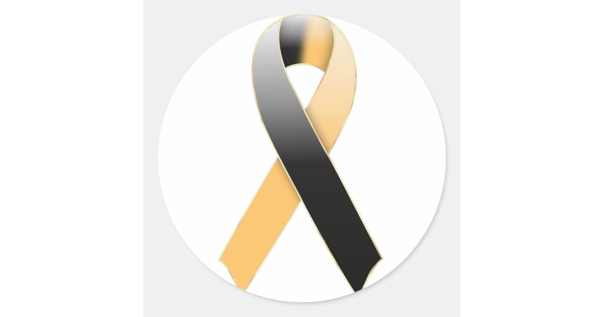 Black & Gold/Orange Ribbon Awareness Sticker | Zazzle