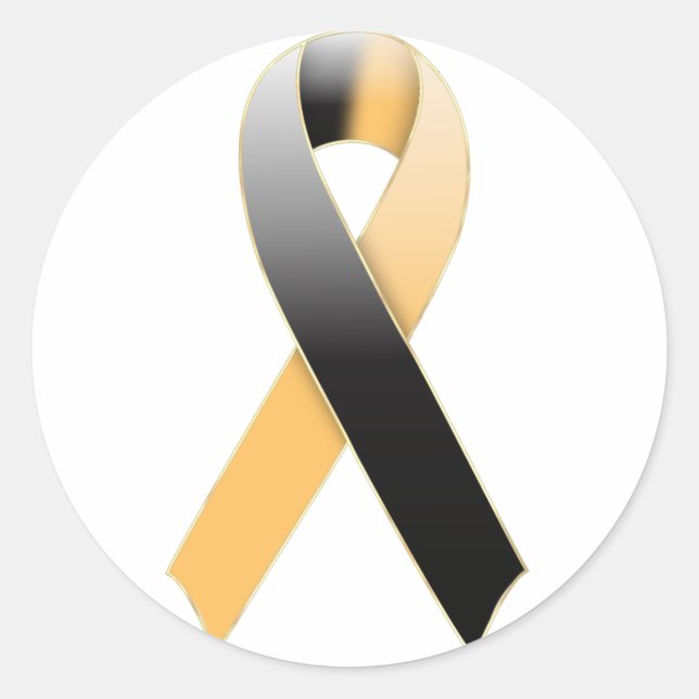 Black & Gold/Orange Ribbon Awareness Sticker (Front)