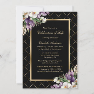 Black Gold Orchid Photo Celebration of Life Invitation