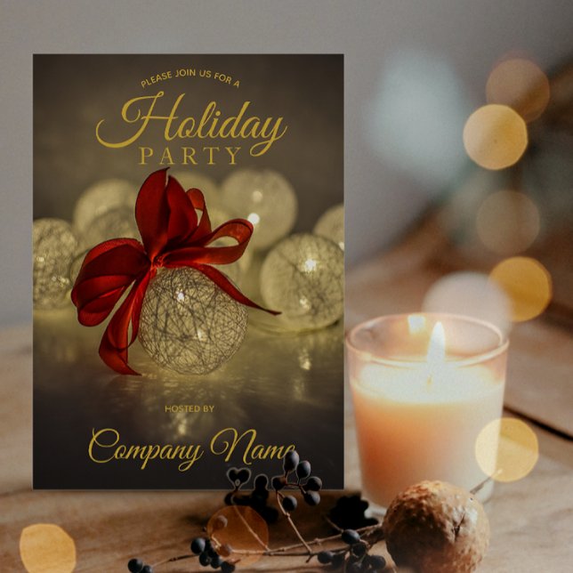 Black Gold Ornament Corporate Holiday Party Invitation (Creator Uploaded)
