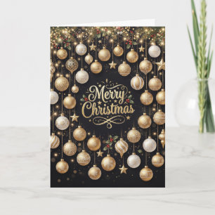 Black Gold Ornament Merry Christmas Card