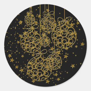 Black Gold Ornaments Star Christmas Stickers