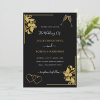 Black Gold Ornaments Wedding Invitation Template