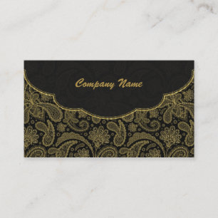 Black & Gold Ornate Paisley Pattern Business Card