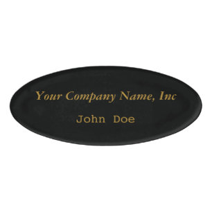 Black & Gold Oval Employee Name Tag