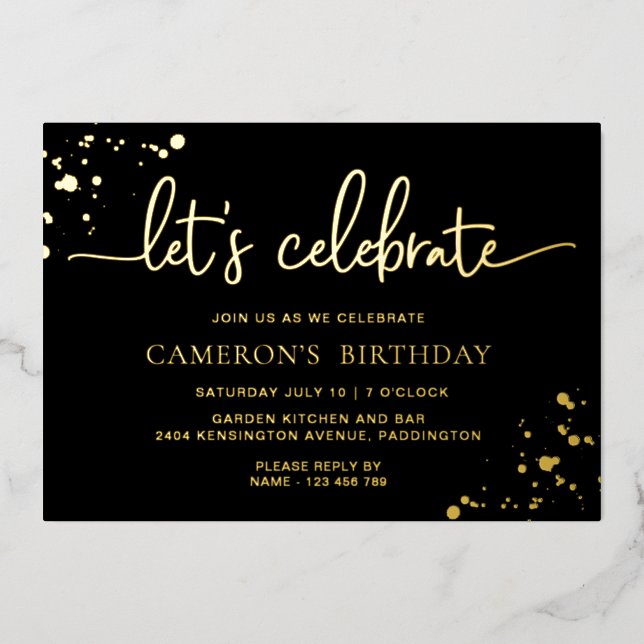 Black Gold Paintly Let's Celebrate Birthday (Front)