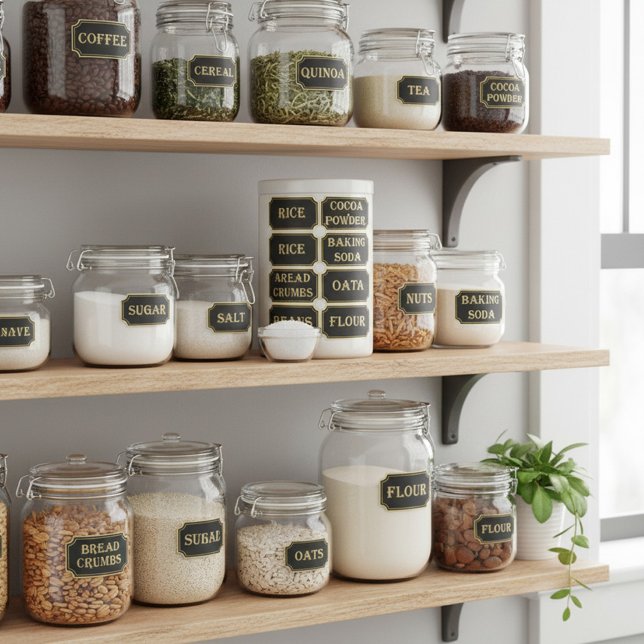 Black & Gold Pantry Label Stickers (Creator Uploaded)