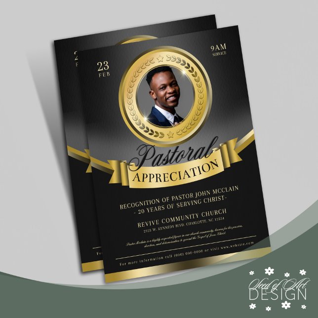 Black & Gold Pastoral Appreciation Recognition Flyer (Creator Uploaded)