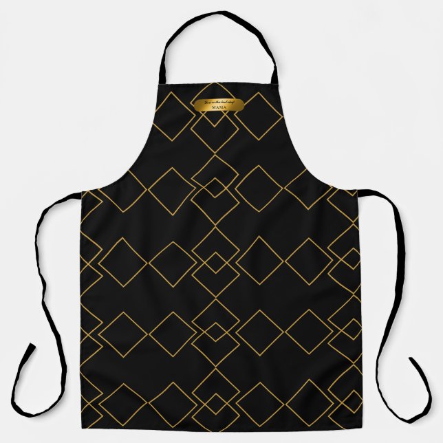 Black & Gold Patterns Personalised World Best Chef Apron (Front)